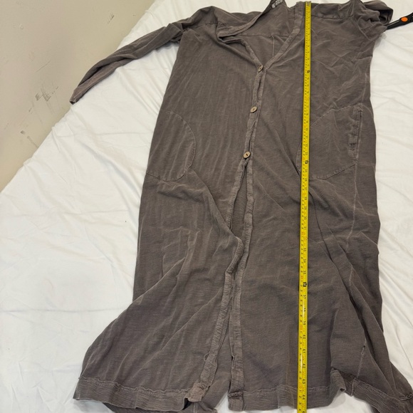 Free People Intimately Grey Longline Duster Cardigan Snap Button XS Boho Cotton - Picture 12 of 12